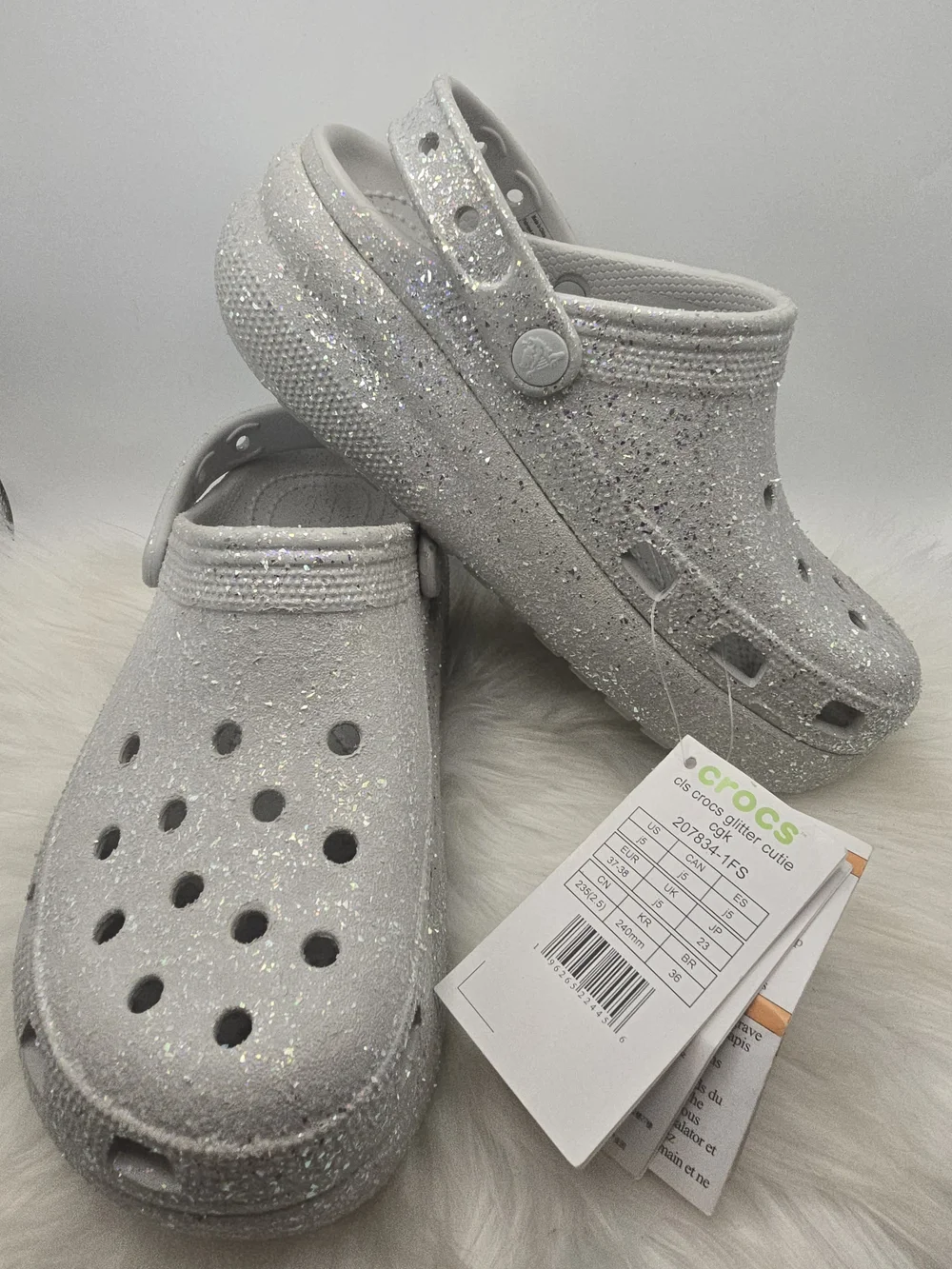 Crocs Kids' Glitter Cutie Clog - White